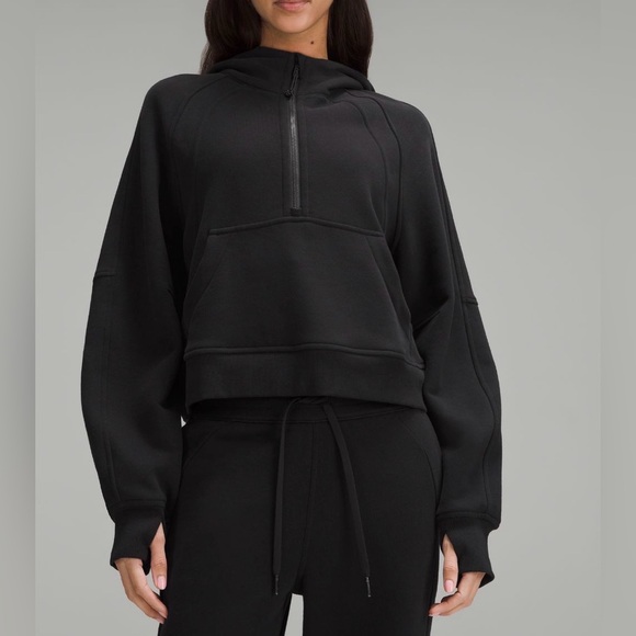 lululemon athletica Tops - Lululemon Black Scuba Oversized Half-Zip Hoodie Size XS / Small Style LW3DMAS